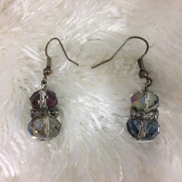 Jewelry - Iridescent Crystal & Rhinestone Drop Hook Earrings